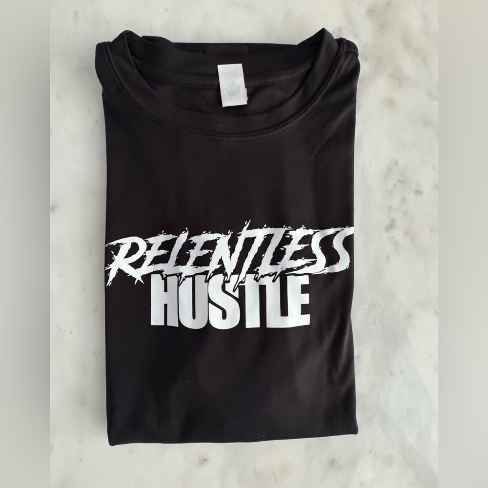Relentless Hustle Black Short Sleeve Performance Running Tee Jersey Shirt